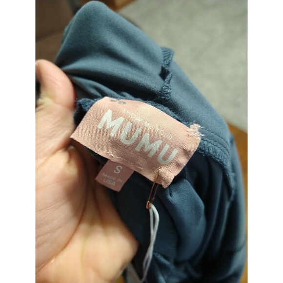 NEW Show Me Your Mumu Jenn Maxi Dress Small Steel Blue Chiffon Bridesmaid - Picture 8 of 8